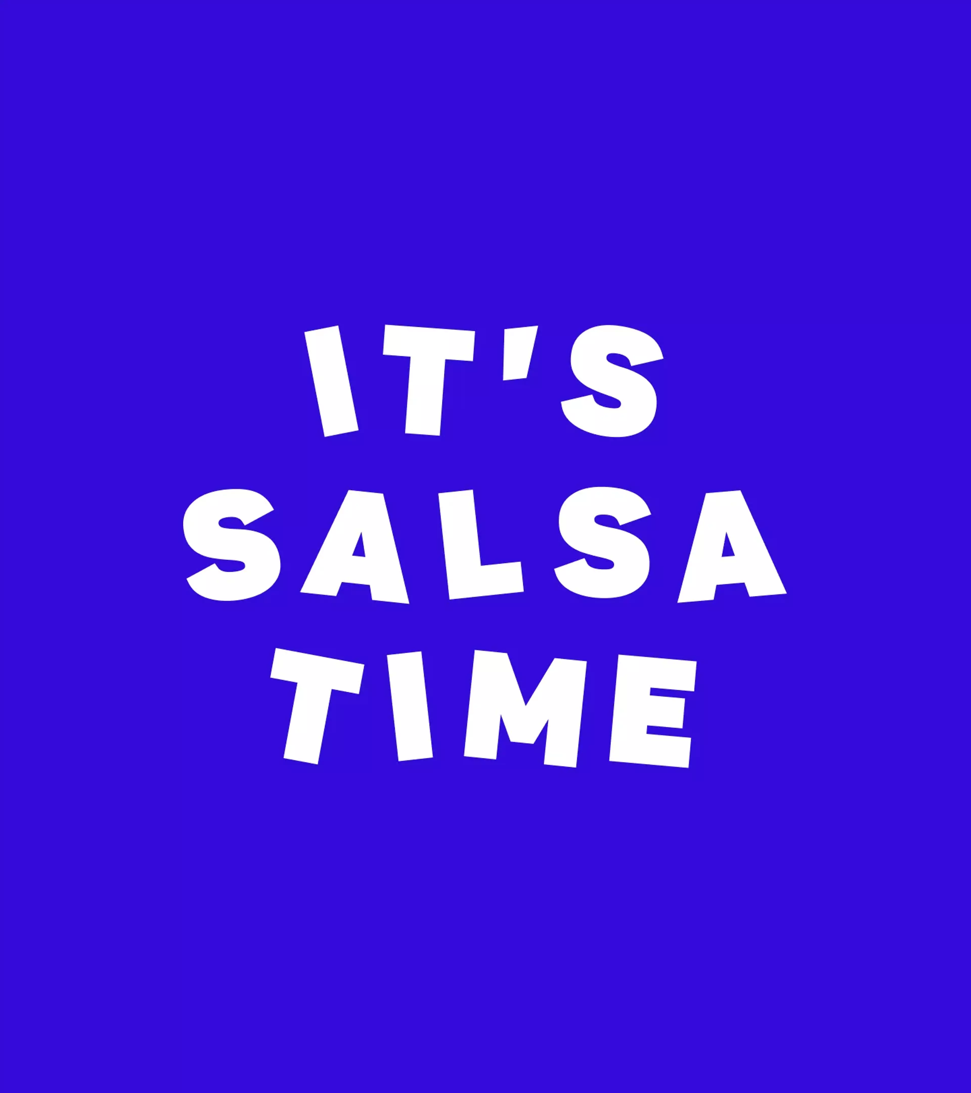 A gif with a funky movement with the tagline of Salsa Shop