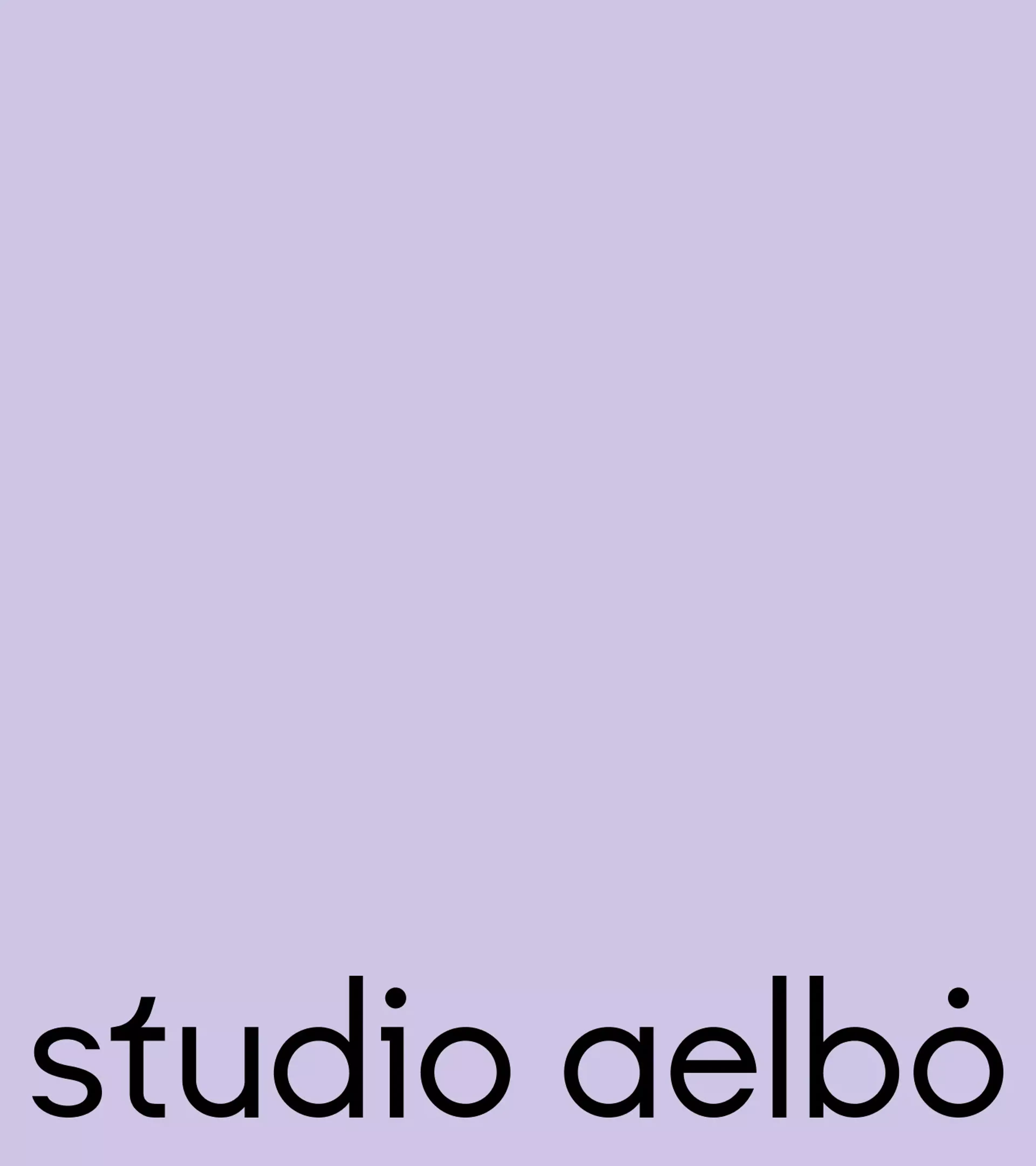 A purple background with Studio Aelbo's logo aligned at the bottom