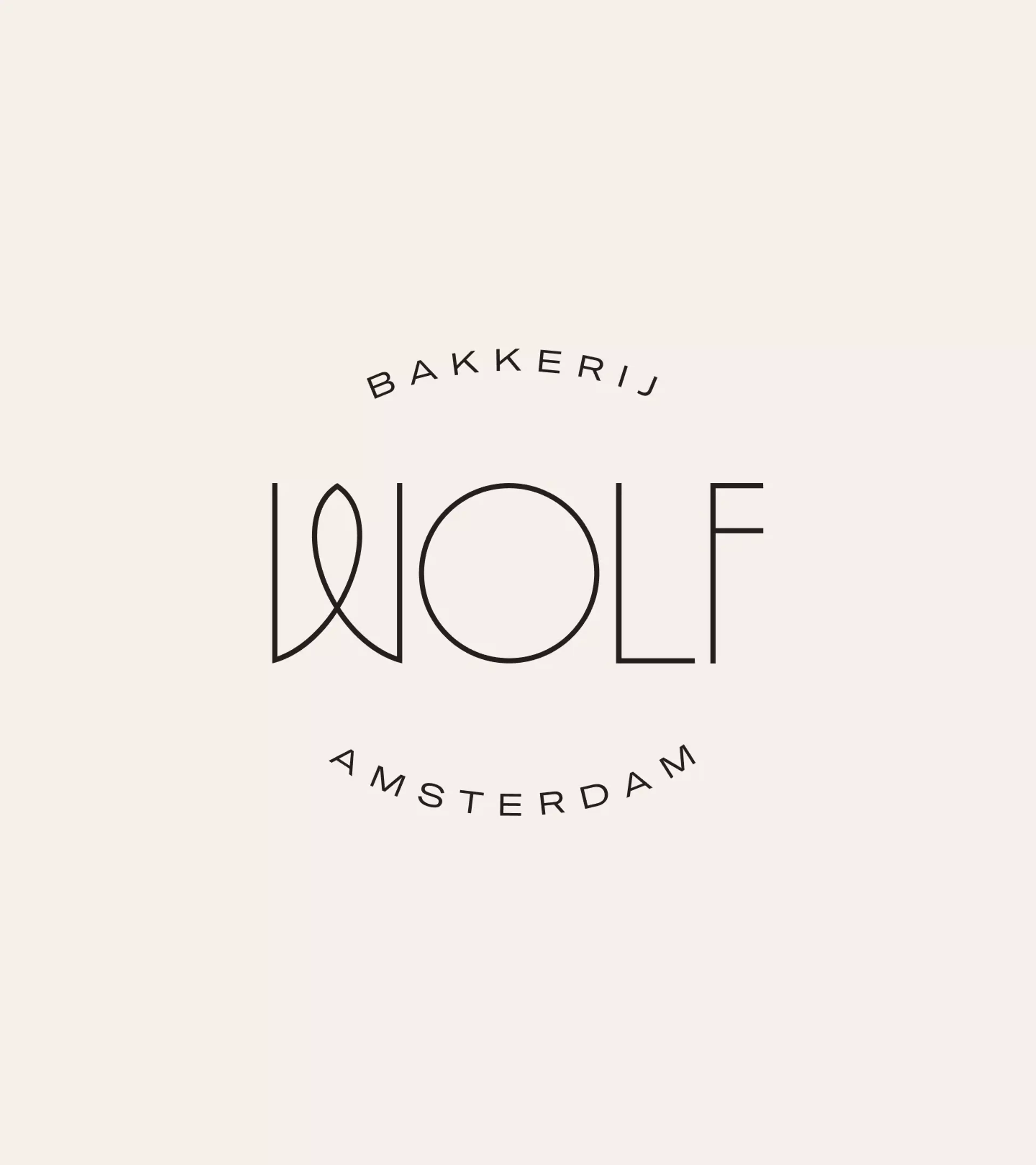 The Wolf Amsterdam logo on a beige background