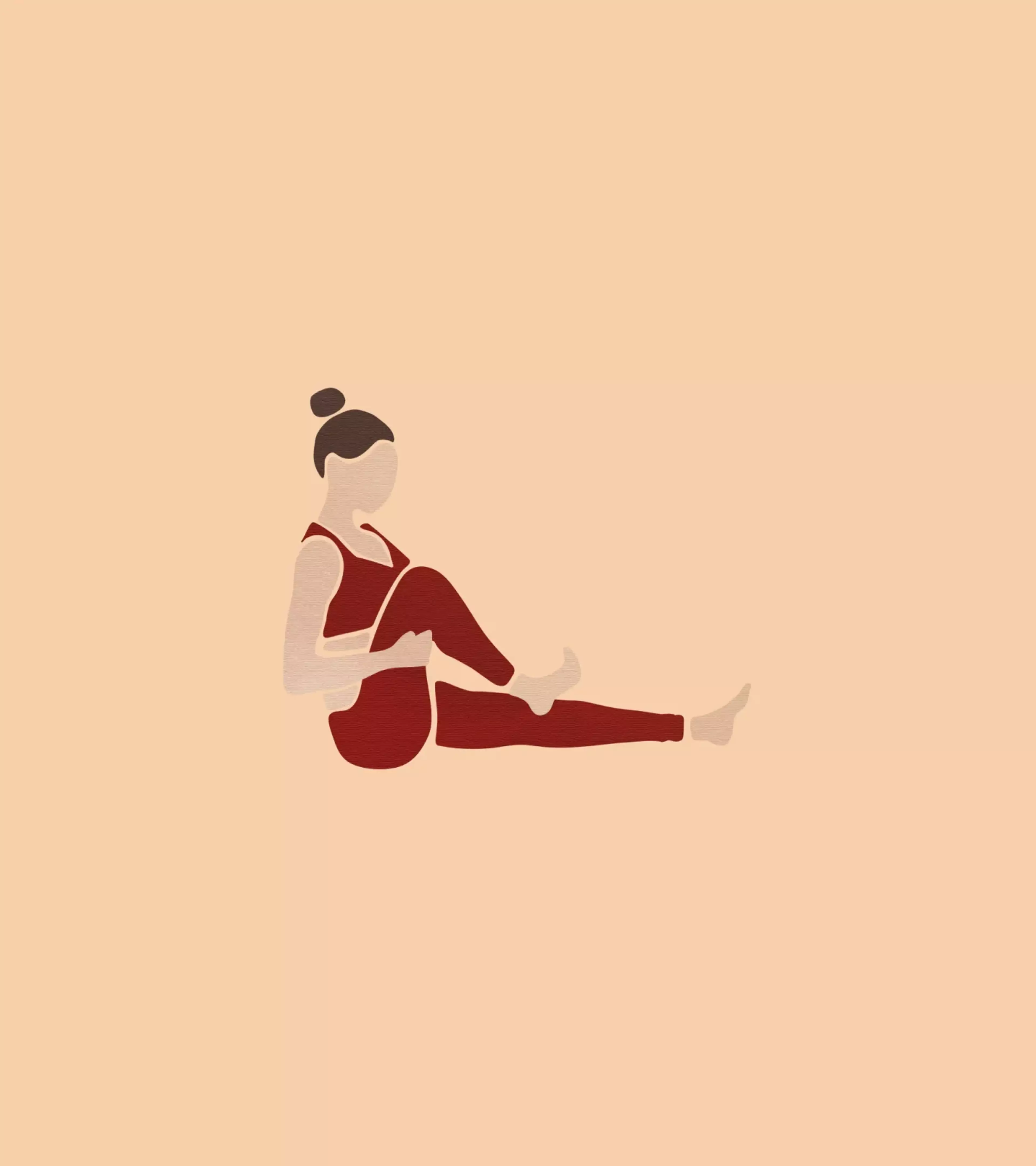 An illustration of a yoga pose in which the woman practices the half lord of the fishes pose