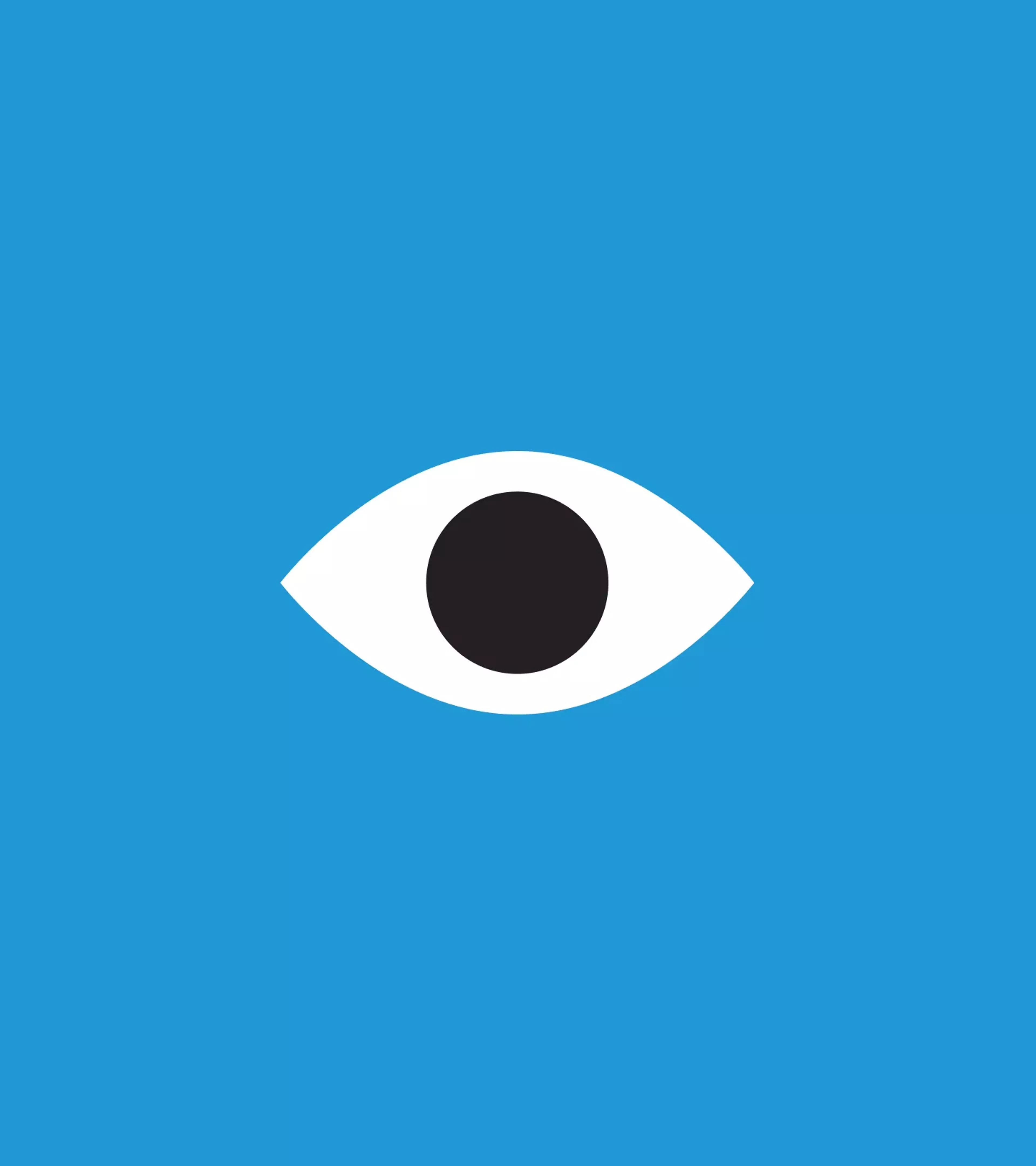 An abstract illustration of an eye on a blue background