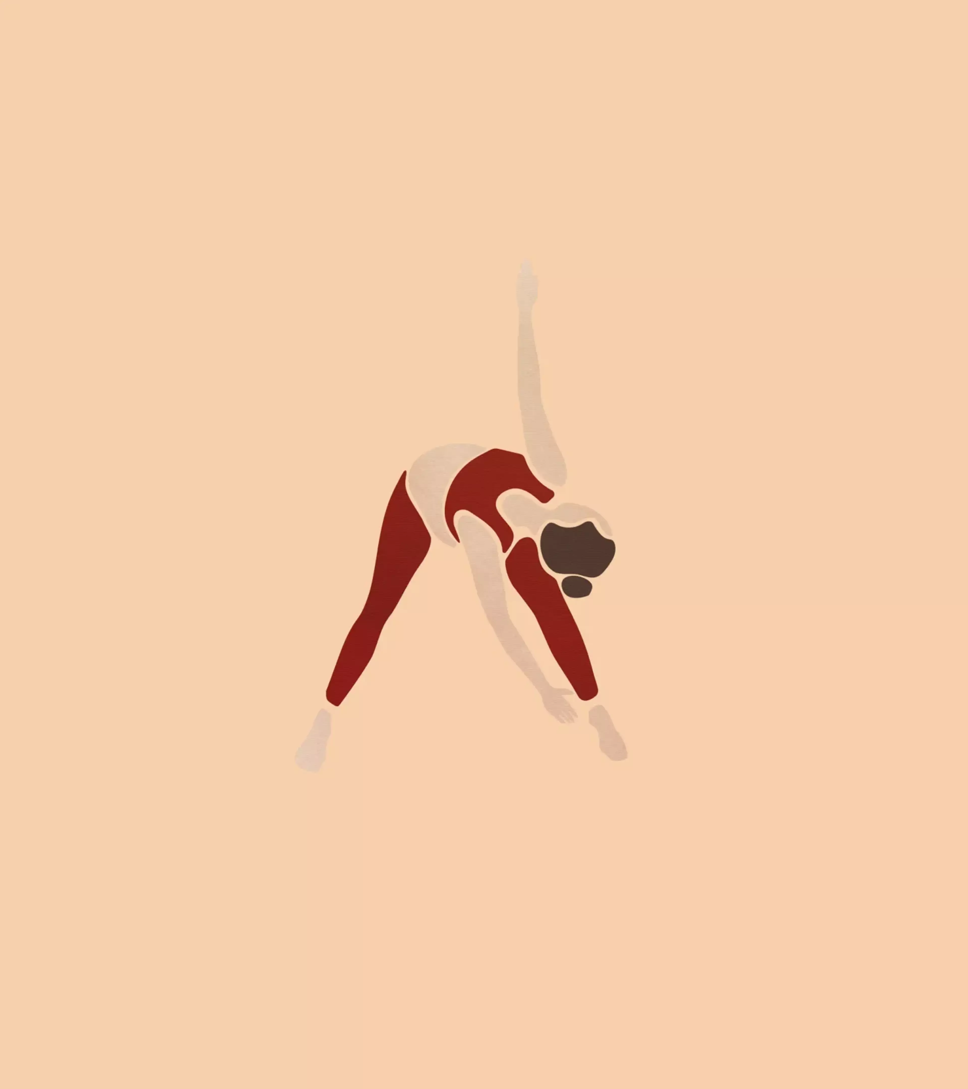 An illustration of a yoga pose in which the woman practices the triangle pose