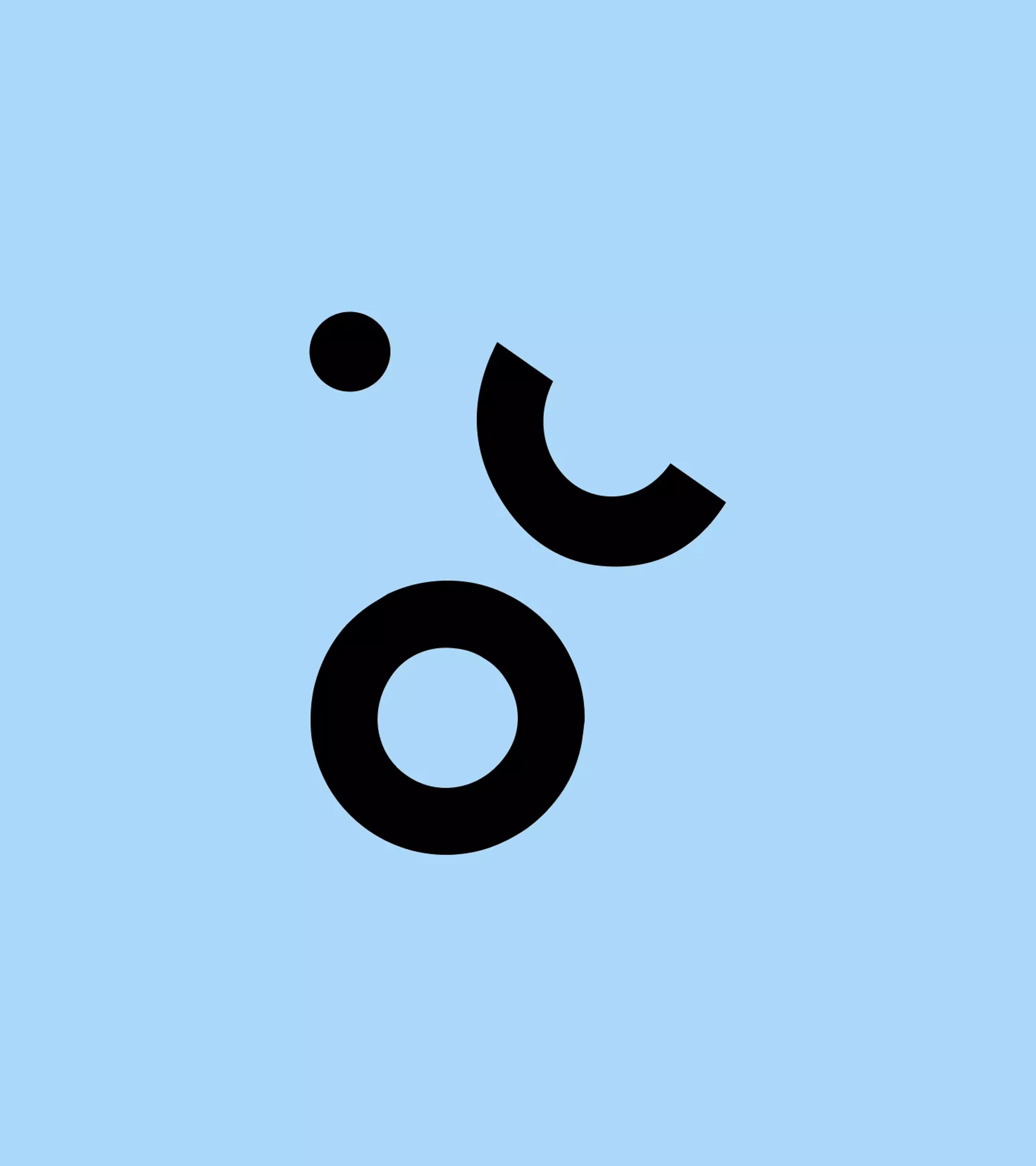 A gif on a light blue background with the dot in the upper left corner