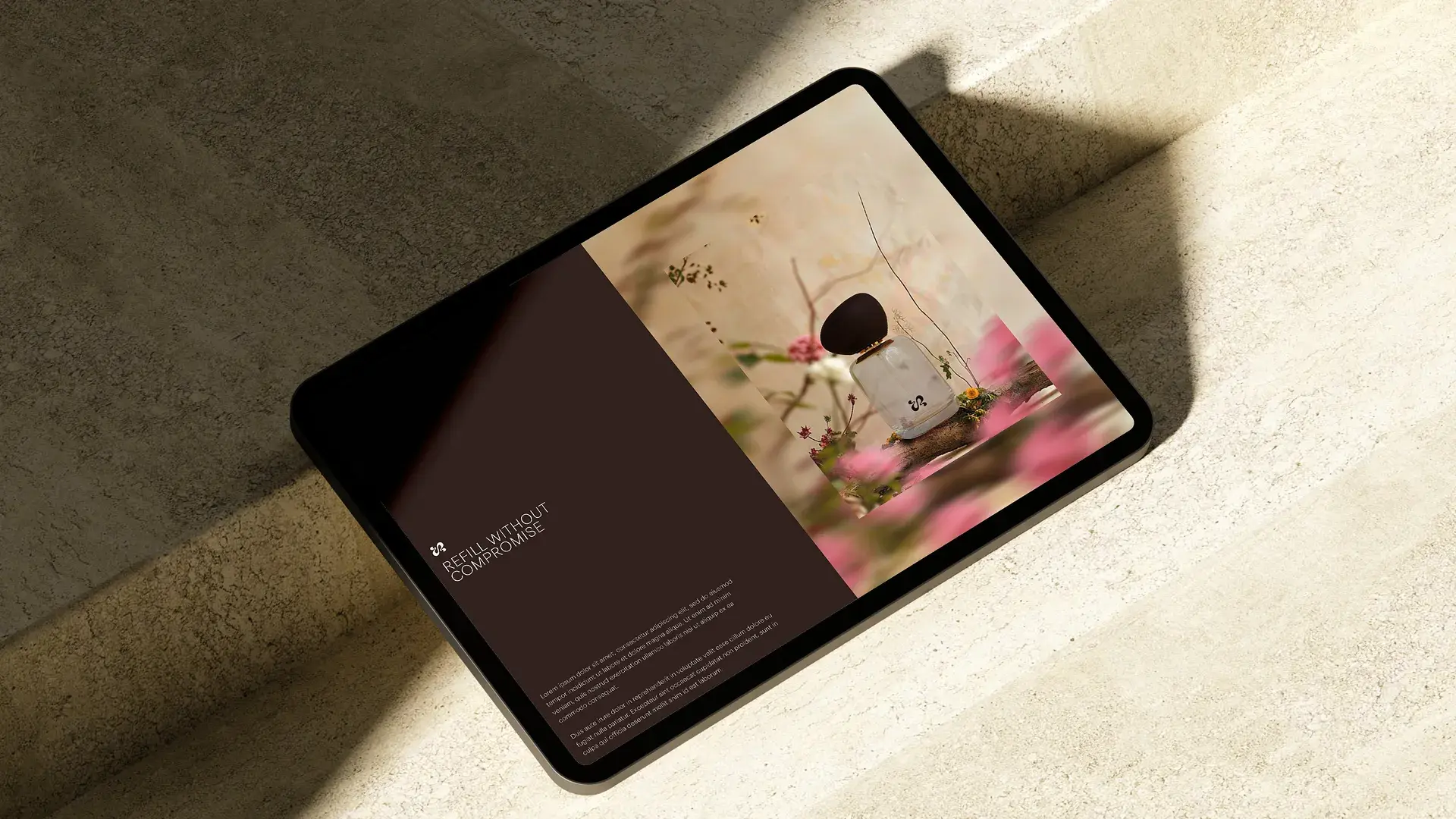 Light background with color ipad screen