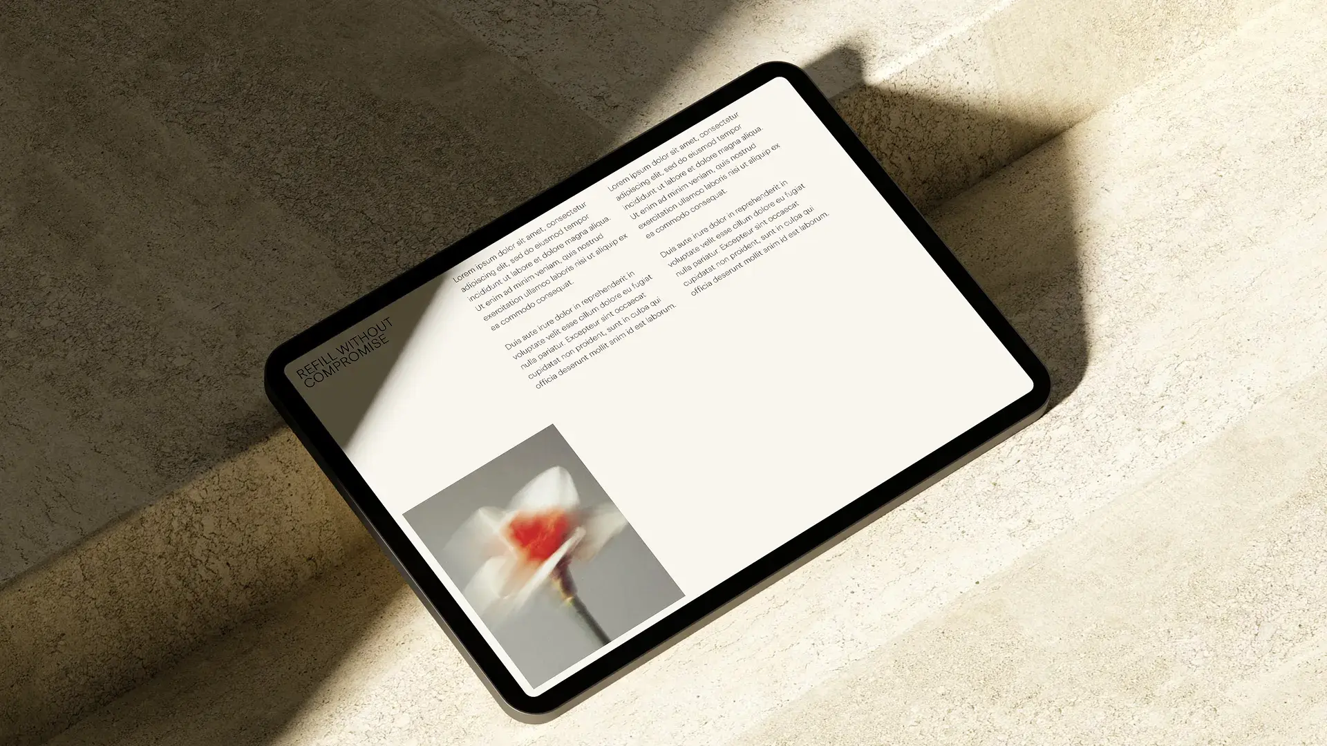 Light background with white ipad screen