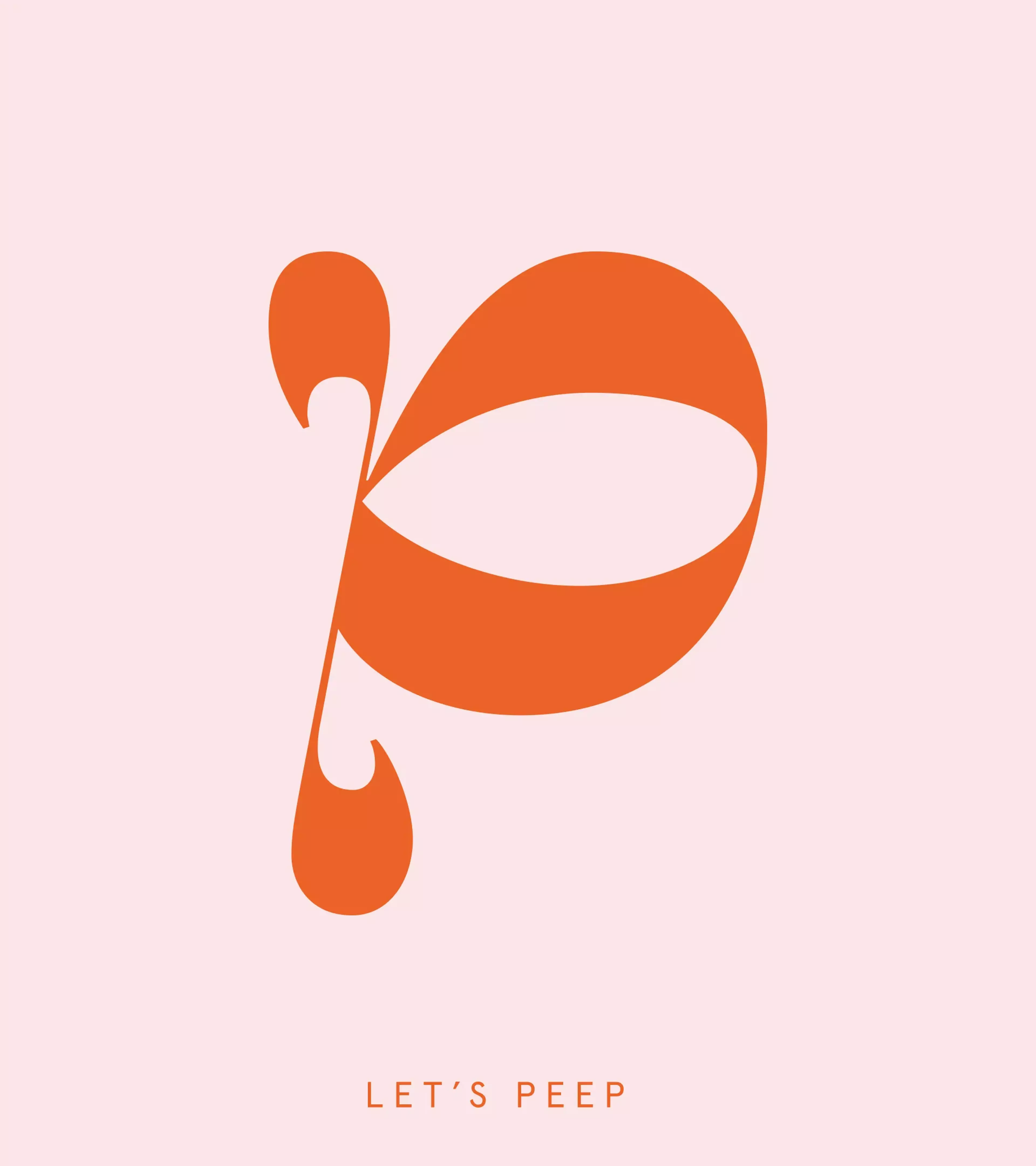 The logo of Let's Peep with a light pink background