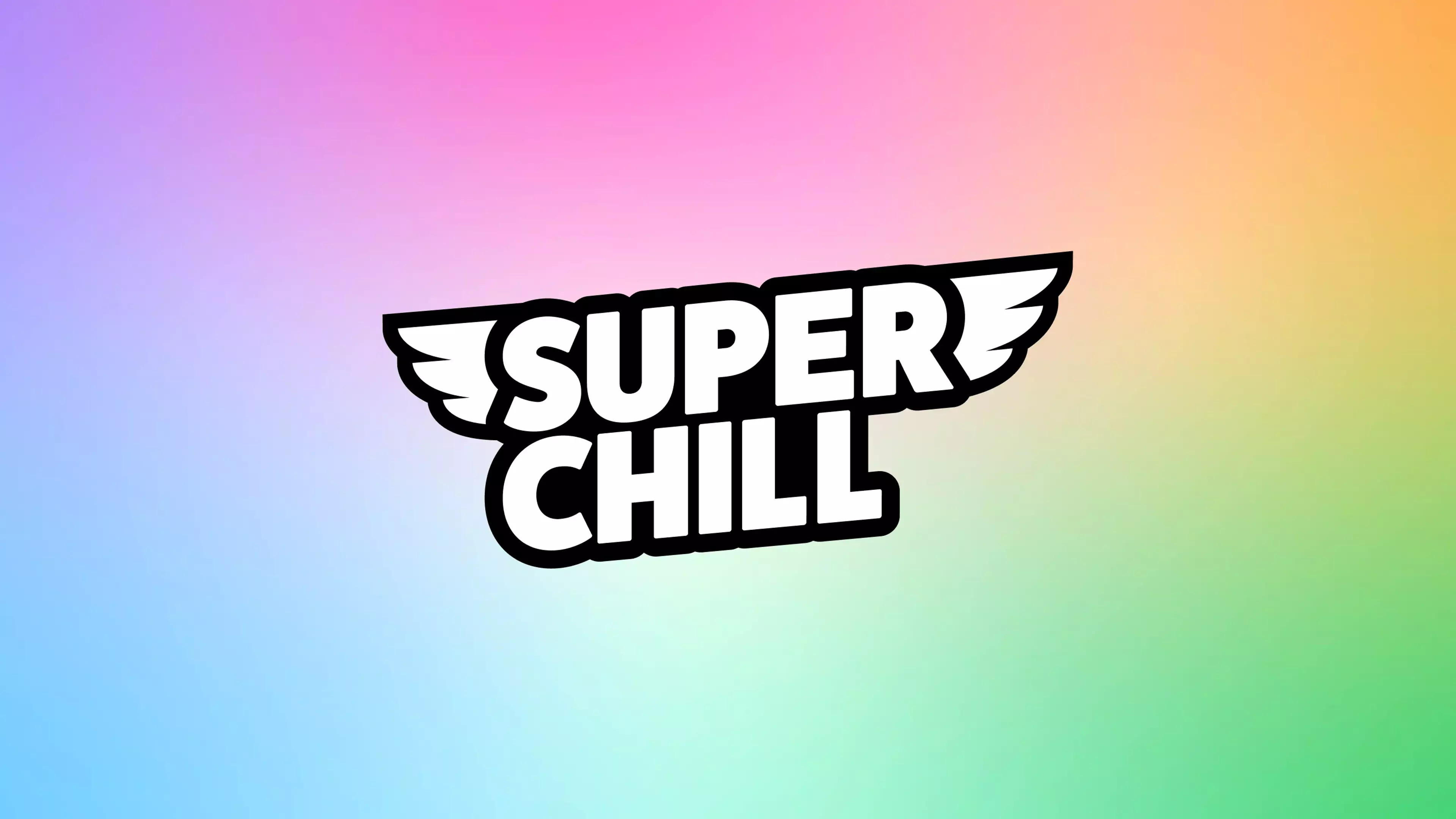 A logo for Super Chill with different colors and a gradient