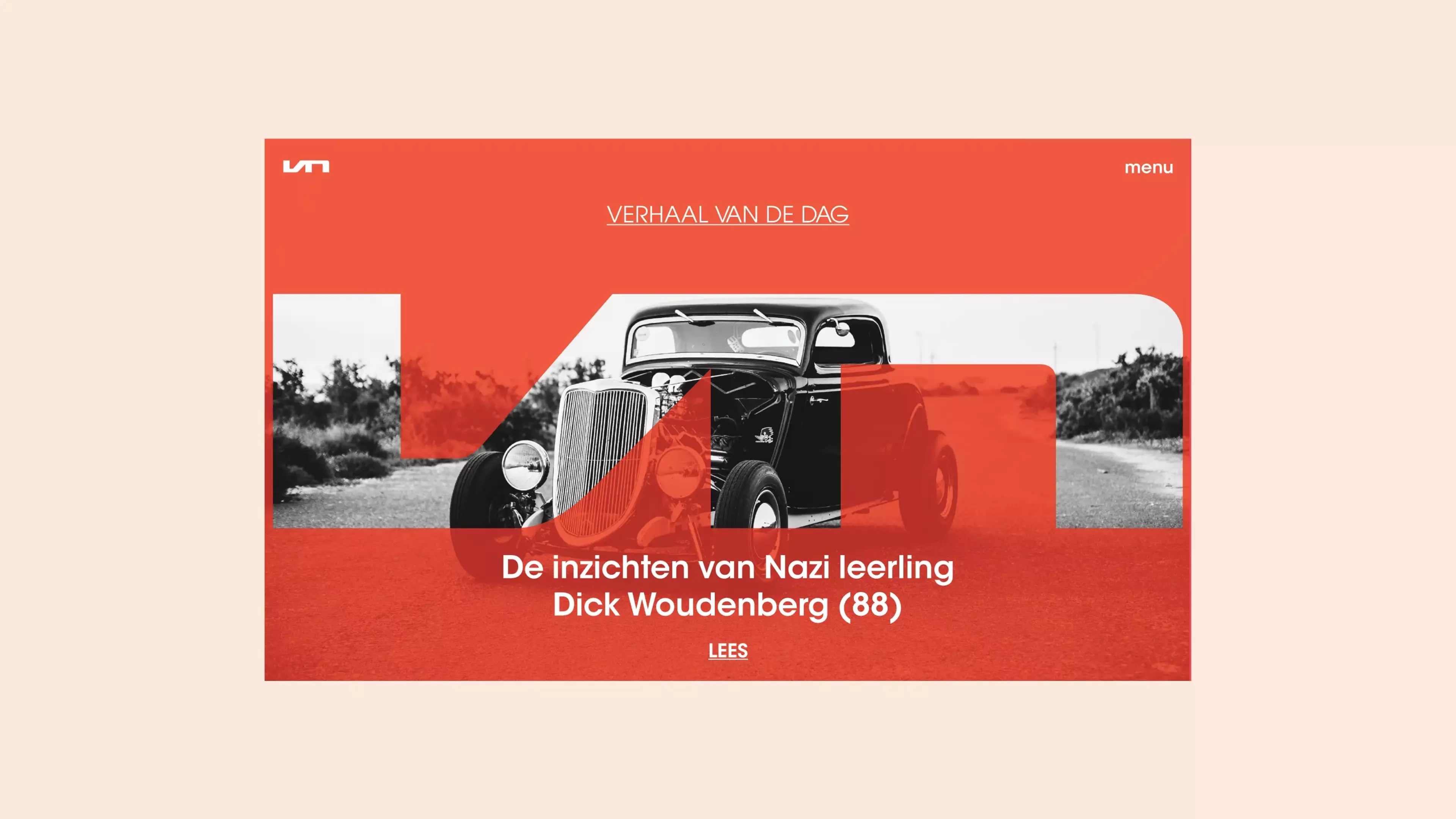 A gif showing an image of an old car with a black and white filter on a beige background