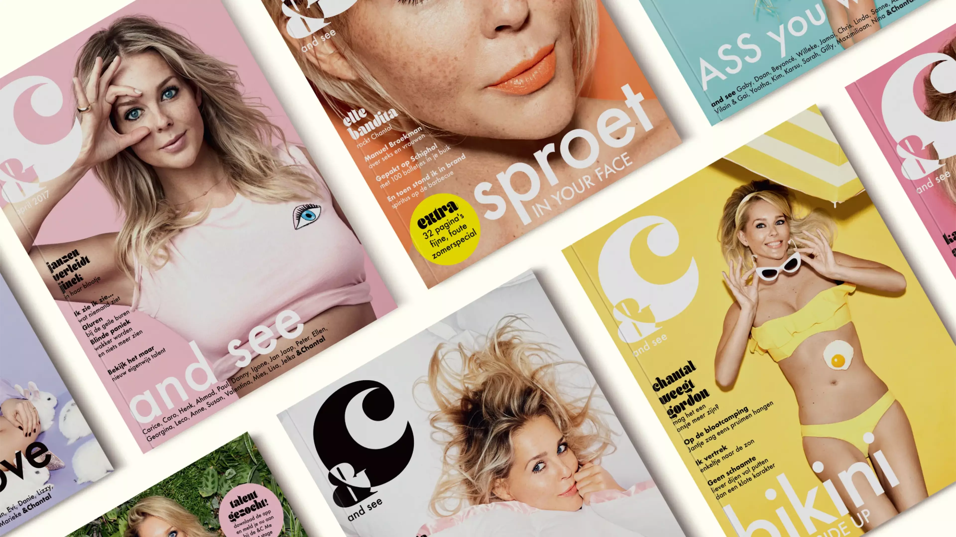 An overview of multiple covers of the magazine &C