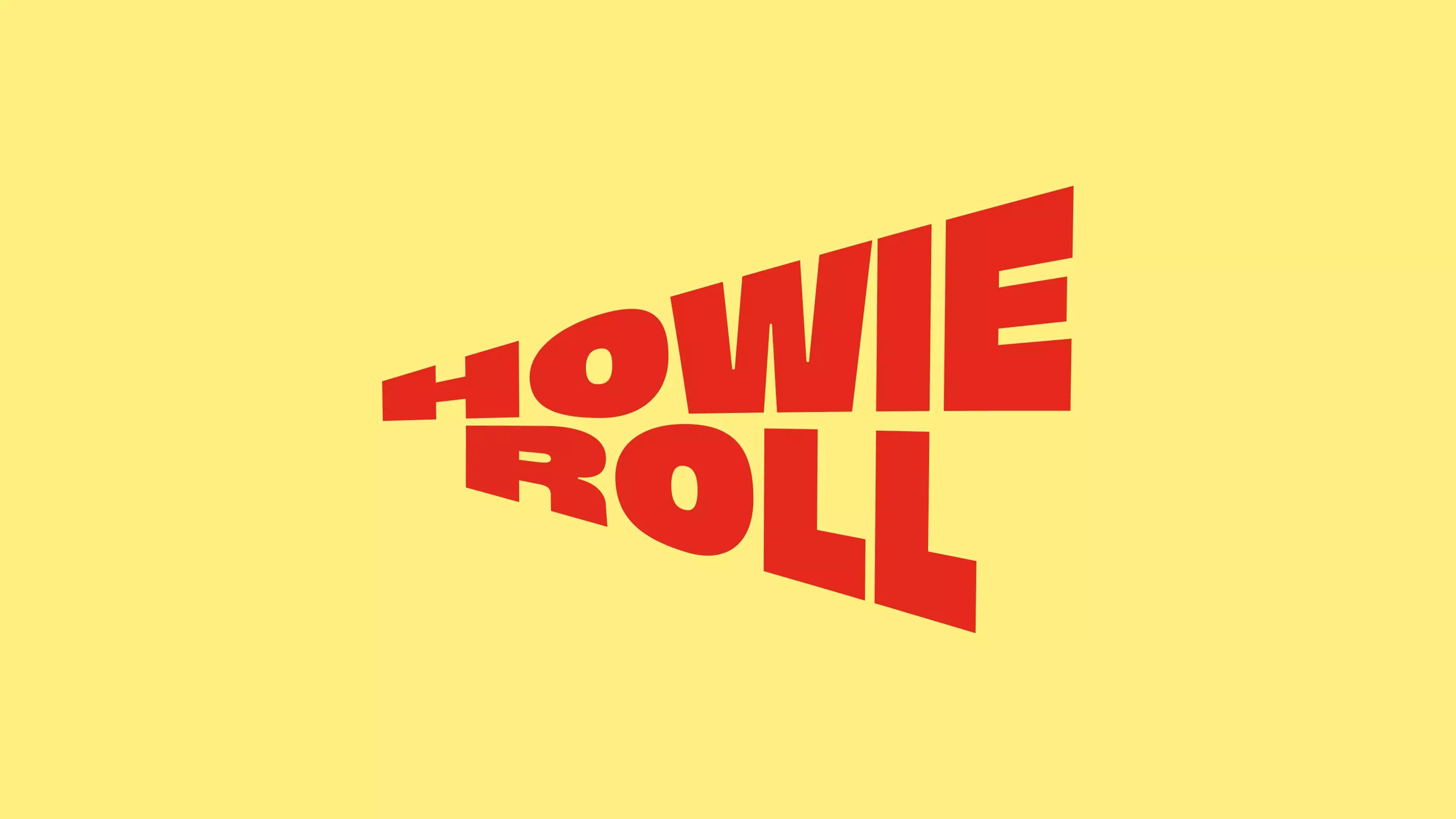 The logo of Howie Roll in the color red on a yellow background