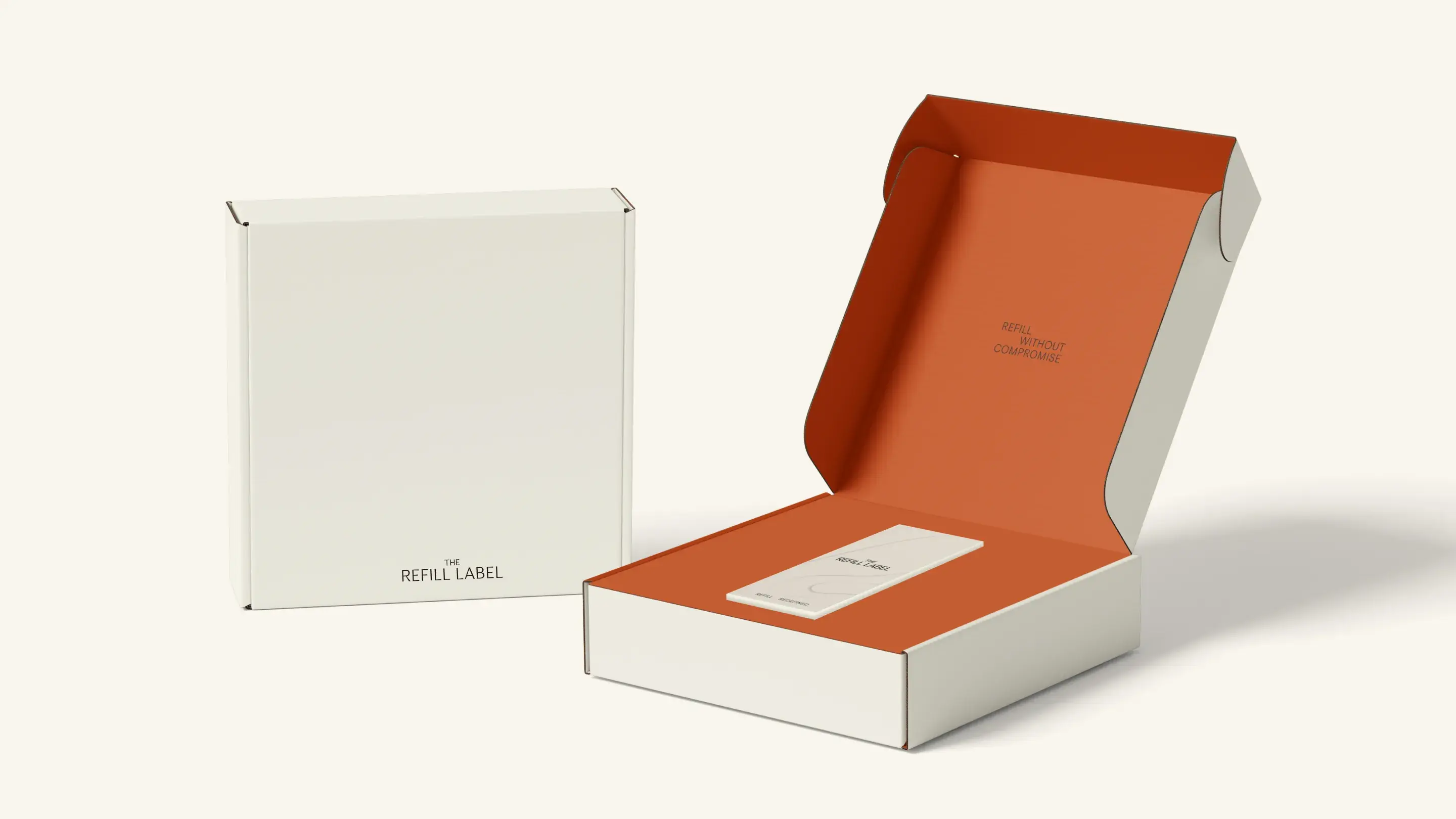 Light background with packaging design for The Refill Label