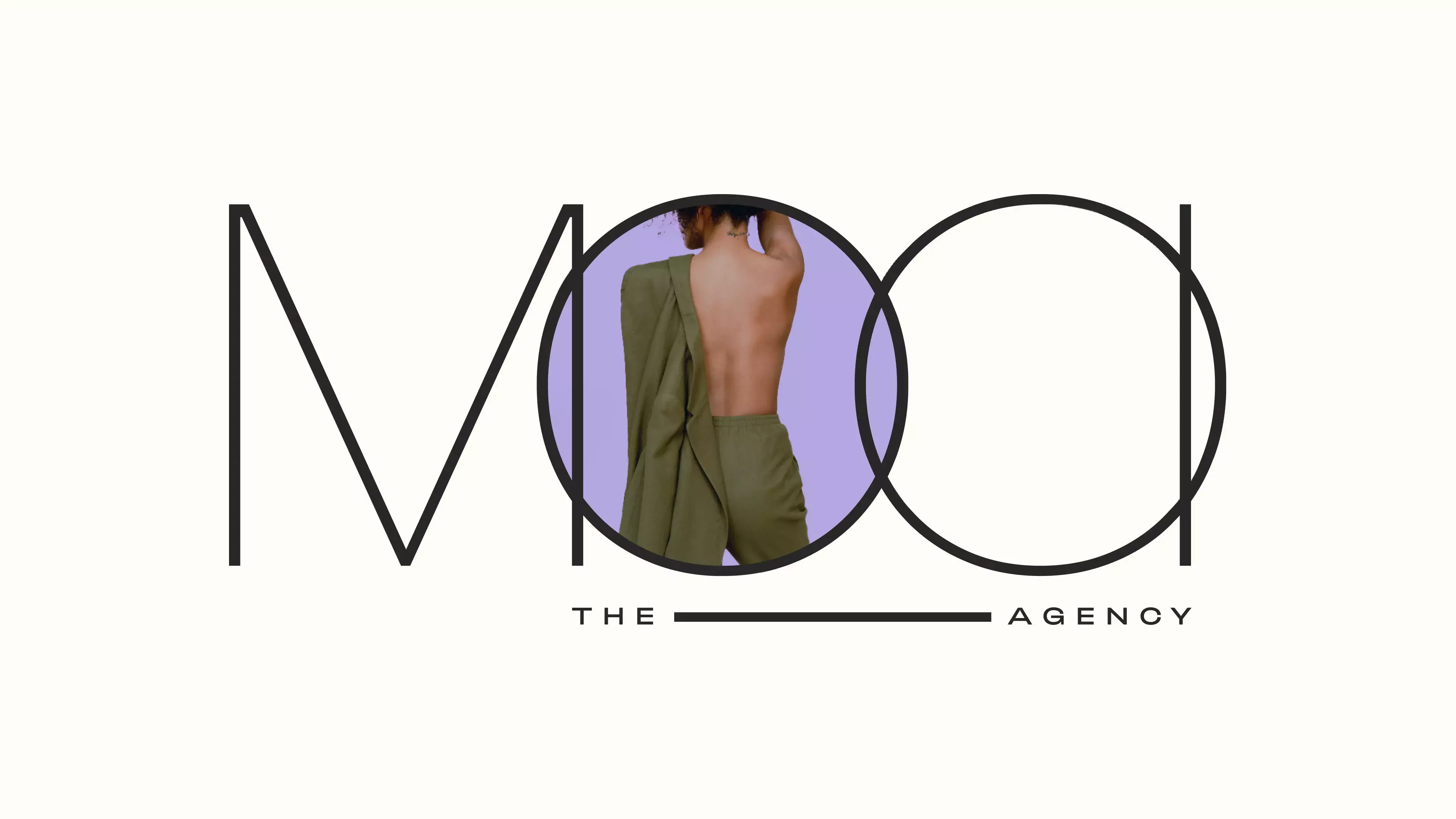 A gif of the MOOI the Agency logo with an image of the back of a woman in the first letter O of the logo